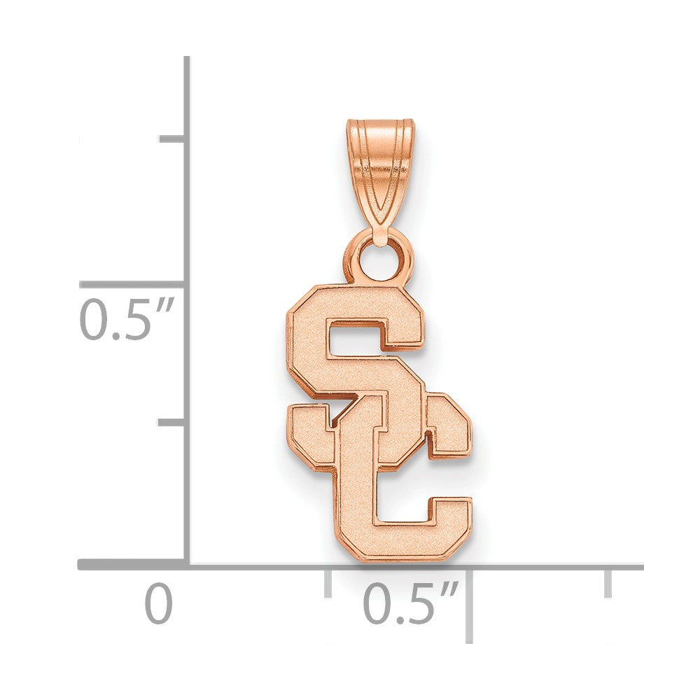 Alternate view of the 14K Rose Gold University of Southern California Small Pendant by The Black Bow Jewelry Co.