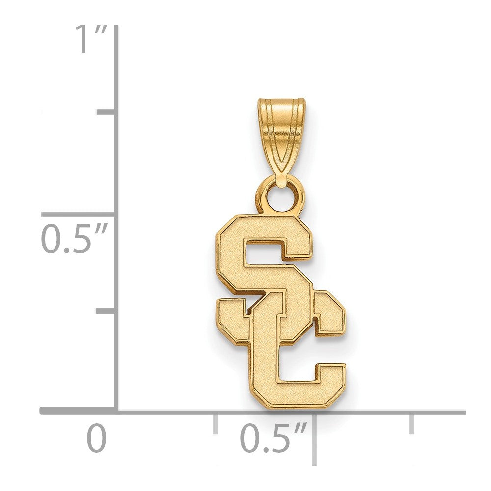 Alternate view of the 14K Yellow Gold Plated S.S. U. of Southern California Small Pendant by The Black Bow Jewelry Co.