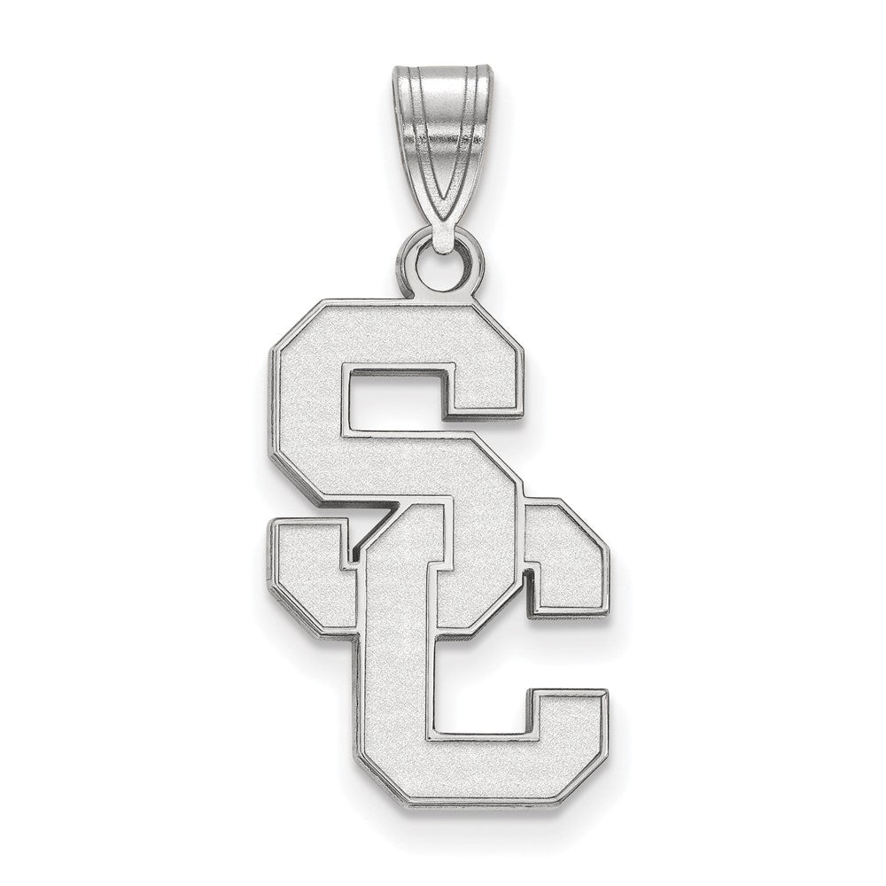 10K White Gold University of Southern California Large Pendant, Item P33492 by The Black Bow Jewelry Co.