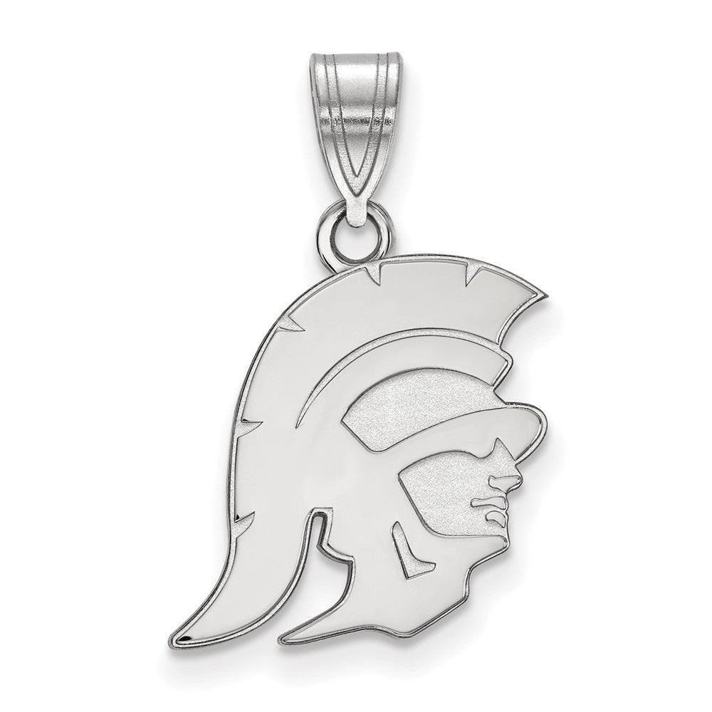 14K White Gold University of Southern California Medium Trojan Pendant, Item P33512 by The Black Bow Jewelry Co.