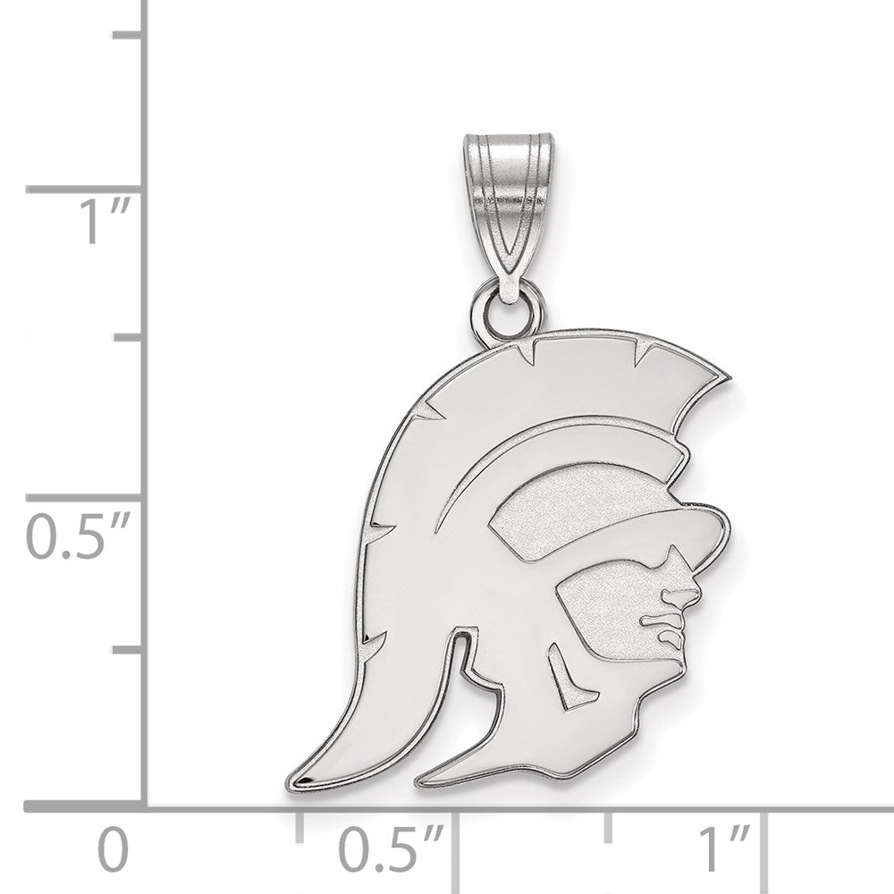 Alternate view of the 10K White Gold University of Southern California Large Trojan Pendant by The Black Bow Jewelry Co.