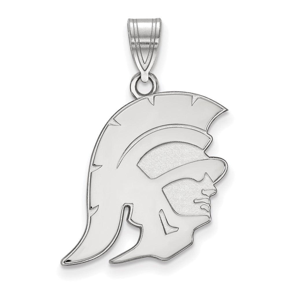 14K White Gold University of Southern California Large Trojan Pendant, Item P33518 by The Black Bow Jewelry Co.