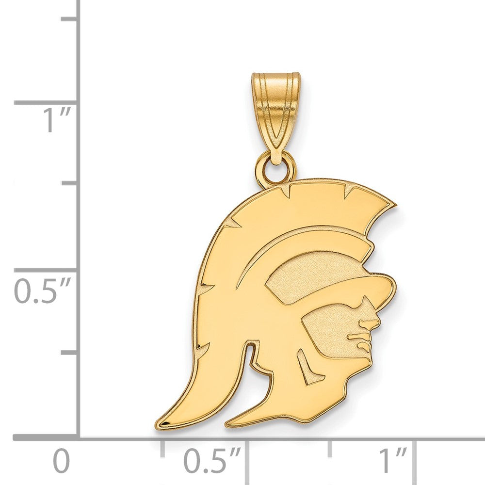 Alternate view of the 14K Yellow Gold University of Southern California Large Trojan Pendant by The Black Bow Jewelry Co.