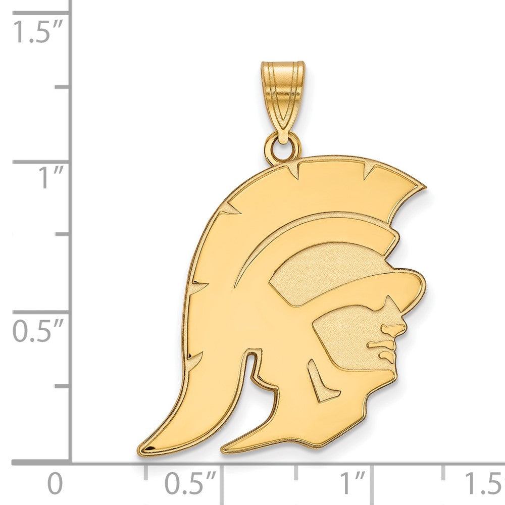 Alternate view of the 10K Yellow Gold University of Southern California XL Trojan Pendant by The Black Bow Jewelry Co.