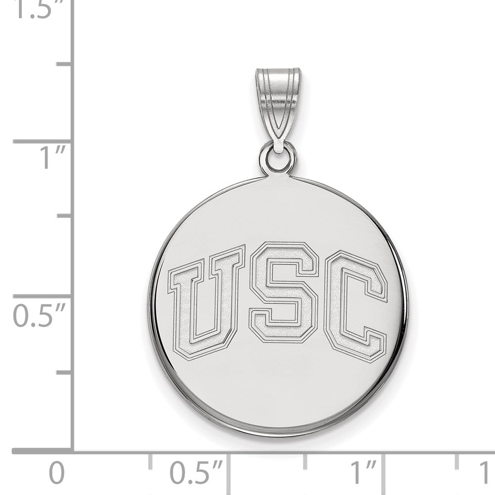 Alternate view of the 14K White Gold University of Southern California Large Disc Pendant by The Black Bow Jewelry Co.