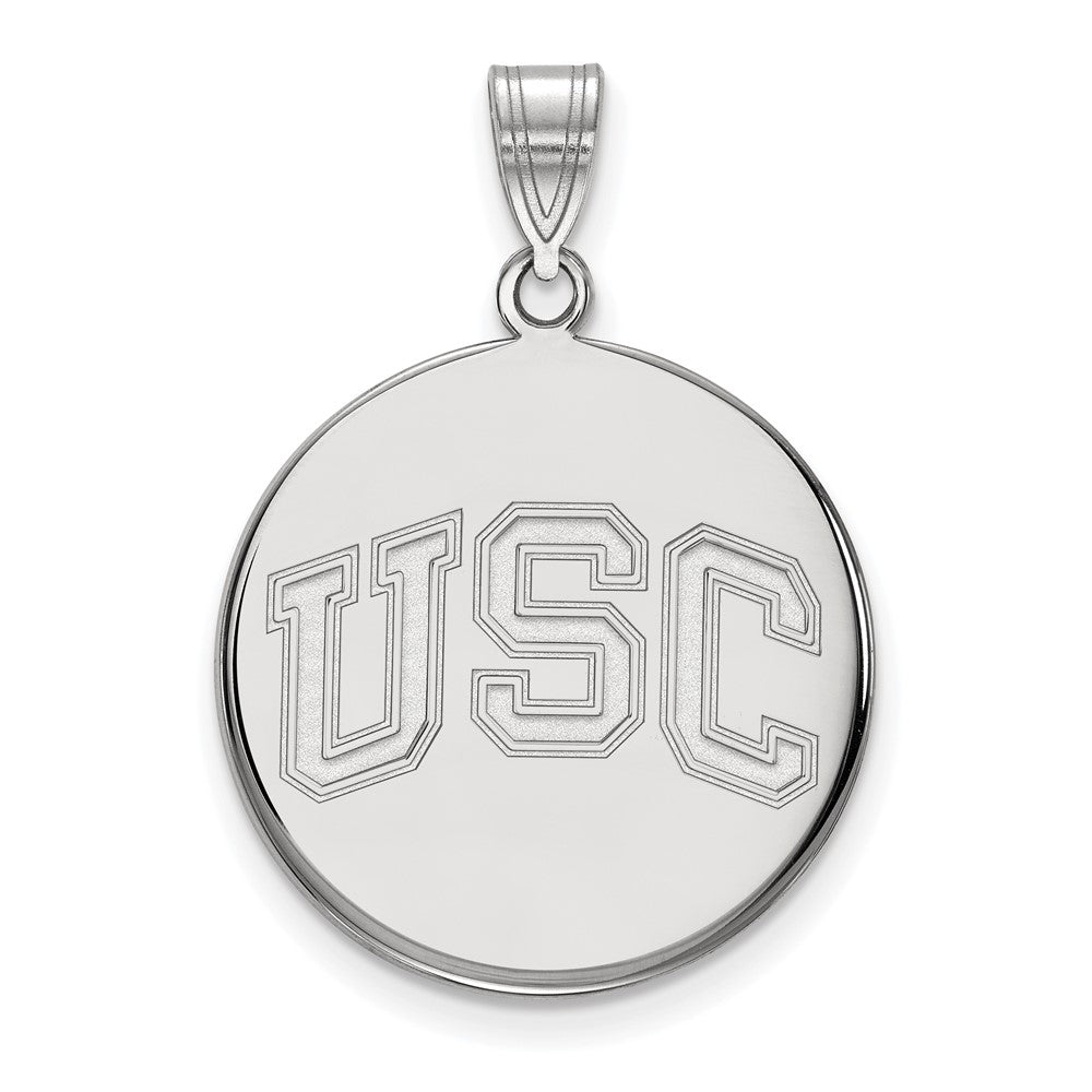 Sterling Silver University of Southern California Large Disc Pendant, Item P33551 by The Black Bow Jewelry Co.
