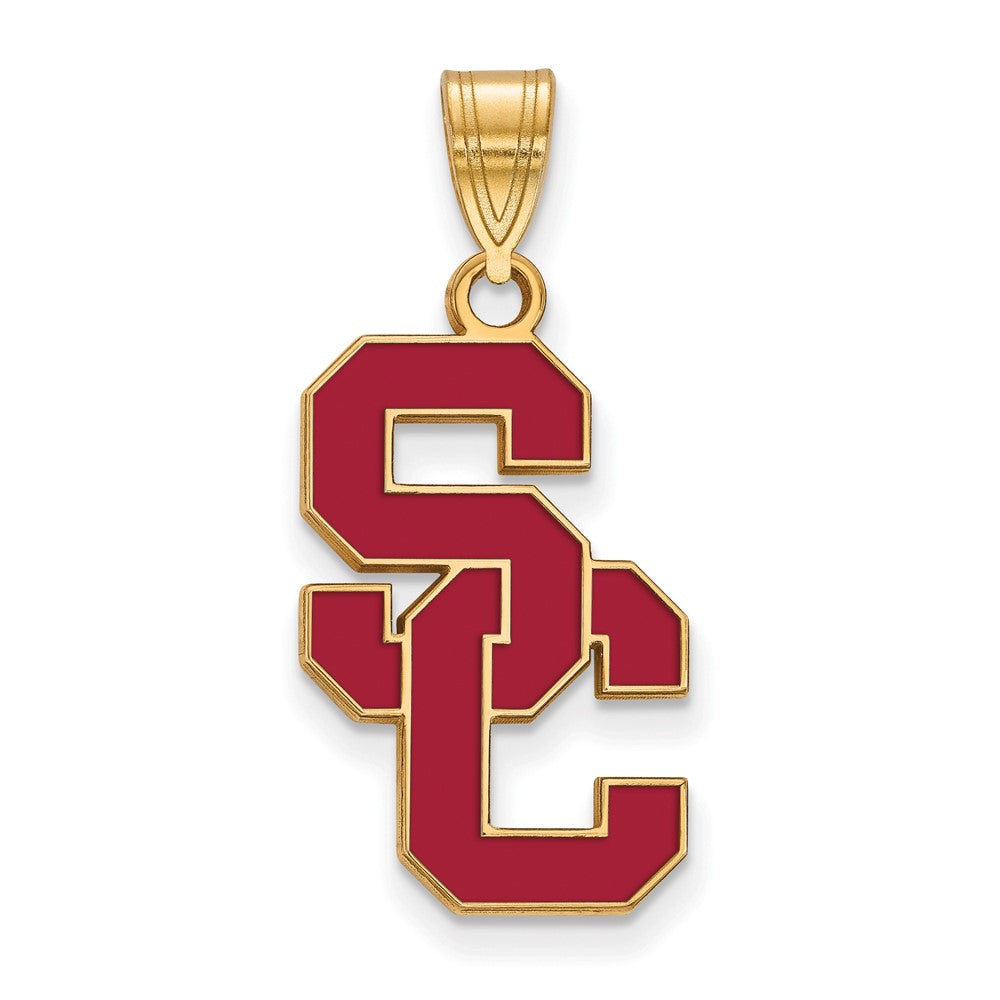 14K Gold Plated Sterling Silver Southern California LG Enamel Pendant, Item P33553 by The Black Bow Jewelry Co.