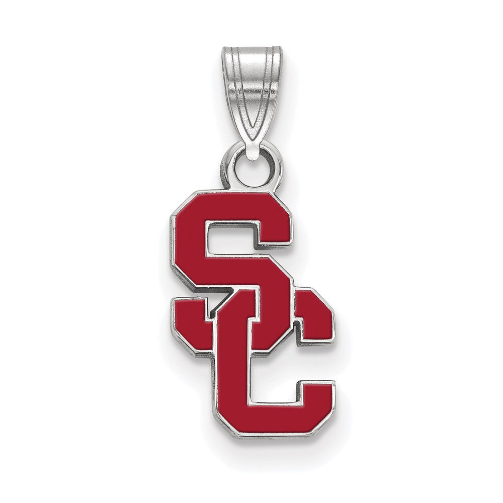 Sterling Silver University of Southern California Small Enamel Pendant, Item P33554 by The Black Bow Jewelry Co.
