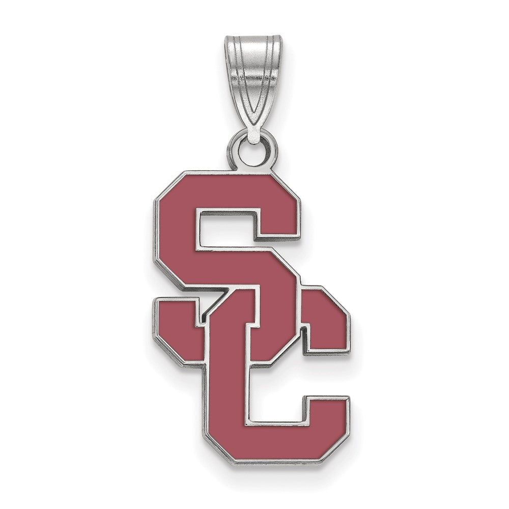 Sterling Silver University of Southern California Large Enamel Pendant, Item P33555 by The Black Bow Jewelry Co.