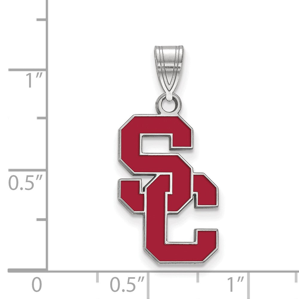 Alternate view of the Sterling Silver University of Southern California Large Enamel Pendant by The Black Bow Jewelry Co.