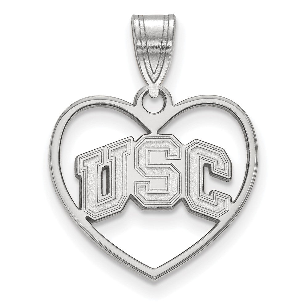 Sterling Silver University of Southern California MD Heart Pendant, Item P33557 by The Black Bow Jewelry Co.