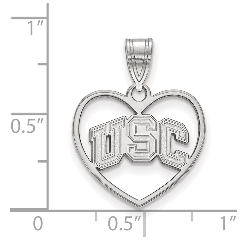 Alternate view of the Sterling Silver University of Southern California MD Heart Pendant by The Black Bow Jewelry Co.