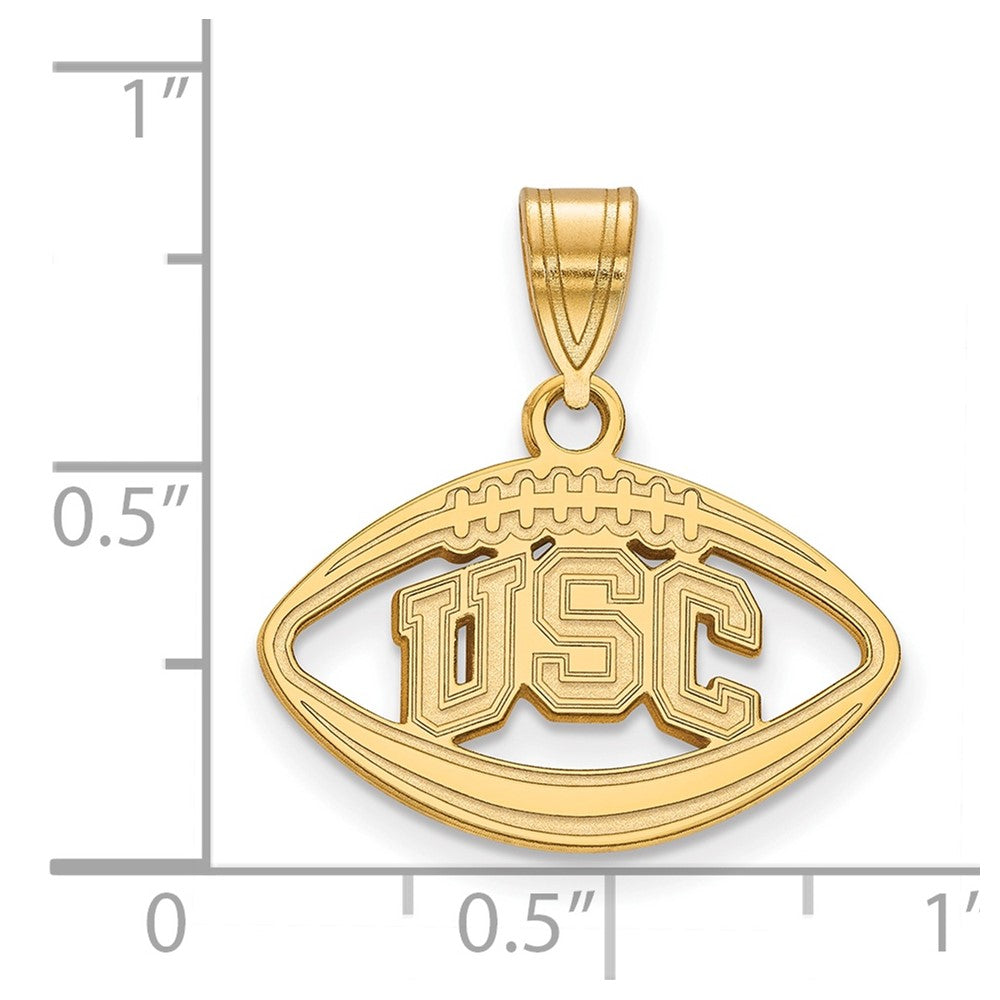 Alternate view of the 14K Gold Plated S.S. Univ. of Southern California MD Football Pendant by The Black Bow Jewelry Co.