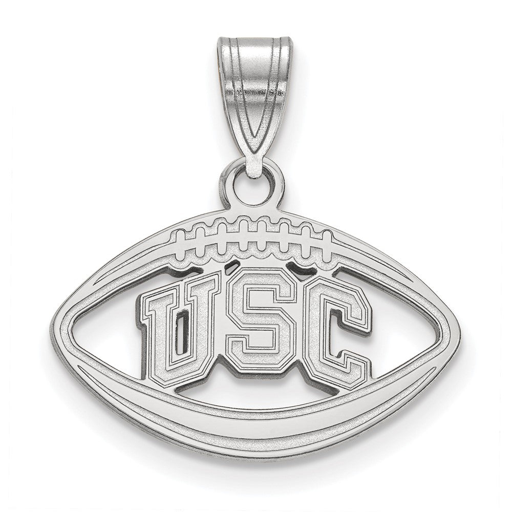 Sterling Silver U of Southern California Medium Football Pendant, Item P33559 by The Black Bow Jewelry Co.