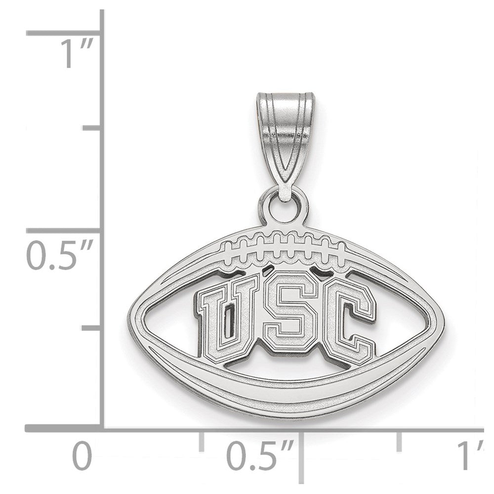 Alternate view of the Sterling Silver U of Southern California Medium Football Pendant by The Black Bow Jewelry Co.