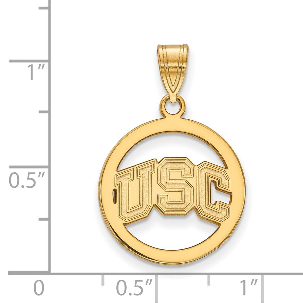Alternate view of the 14K Gold Plated S.S. Univ. of Southern California MD Circle Pendant by The Black Bow Jewelry Co.