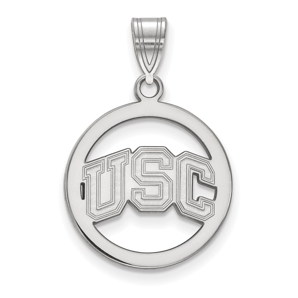 Sterling Silver U. of Southern California Medium Circle Pendant, Item P33562 by The Black Bow Jewelry Co.