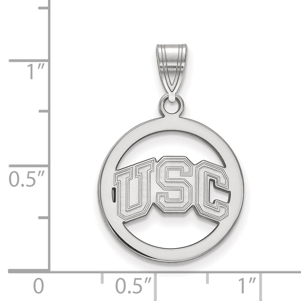 Alternate view of the Sterling Silver U. of Southern California Medium Circle Pendant by The Black Bow Jewelry Co.