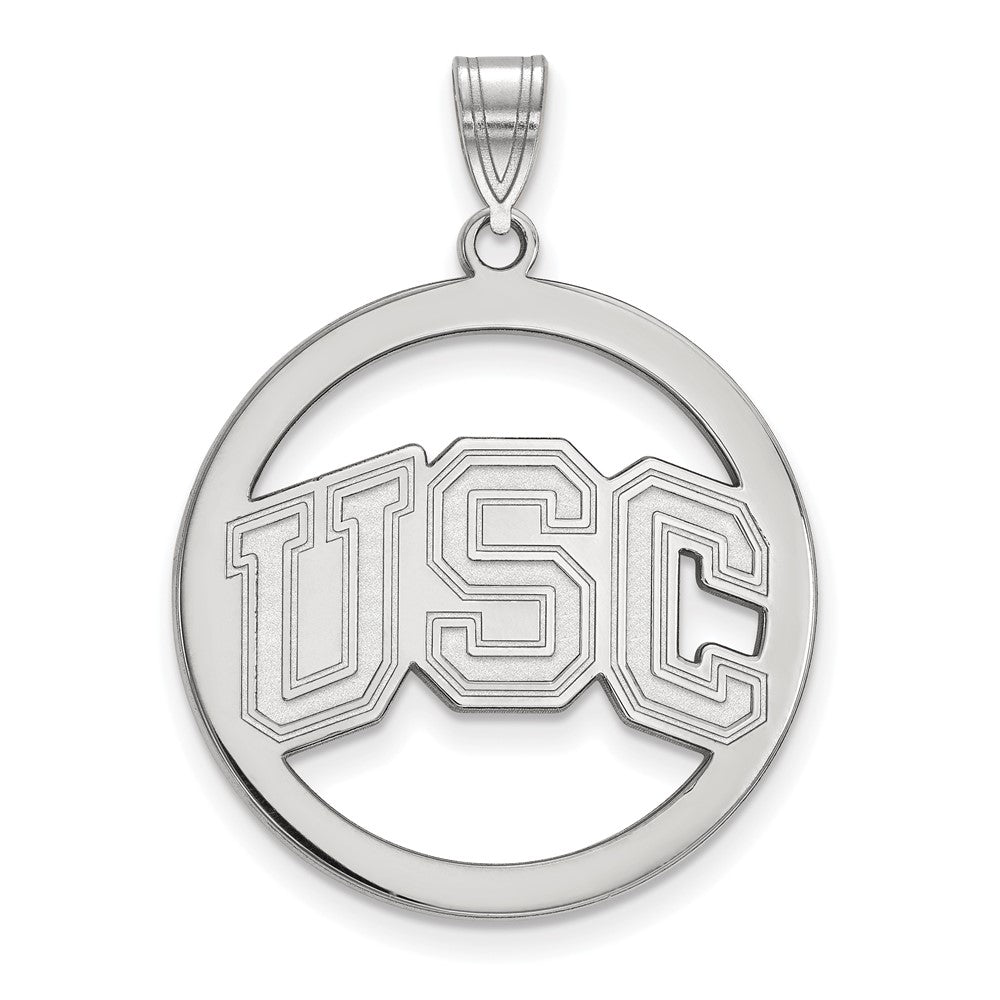 Sterling Silver U. of Southern California Large Circle Pendant, Item P33564 by The Black Bow Jewelry Co.