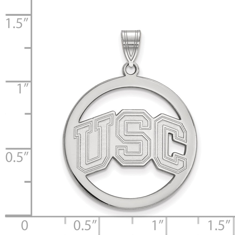Alternate view of the Sterling Silver U. of Southern California Large Circle Pendant by The Black Bow Jewelry Co.