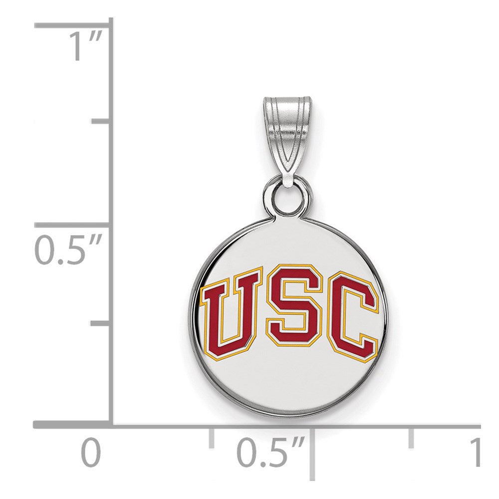 Alternate view of the Sterling Silver U. of Southern California Small Enamel Disc Pendant by The Black Bow Jewelry Co.