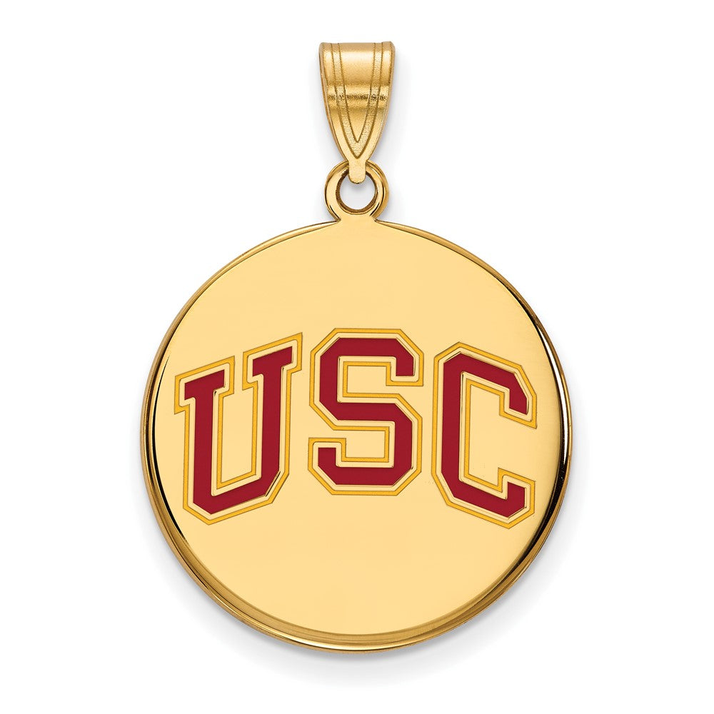 14K Gold Plated S.S. Southern California Large Enamel Disc Pendant, Item P33567 by The Black Bow Jewelry Co.