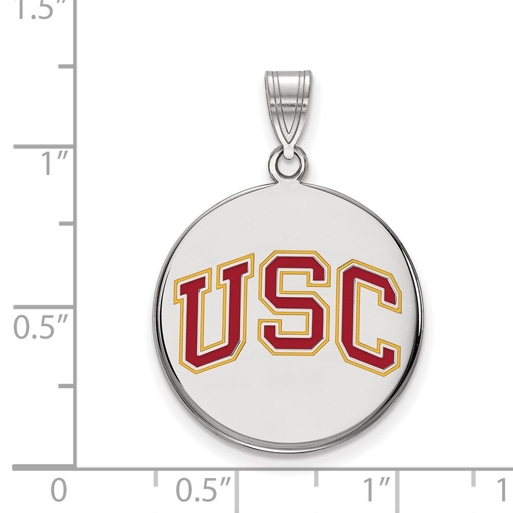 Alternate view of the Sterling Silver U. of Southern California Large Enamel Disc Pendant by The Black Bow Jewelry Co.