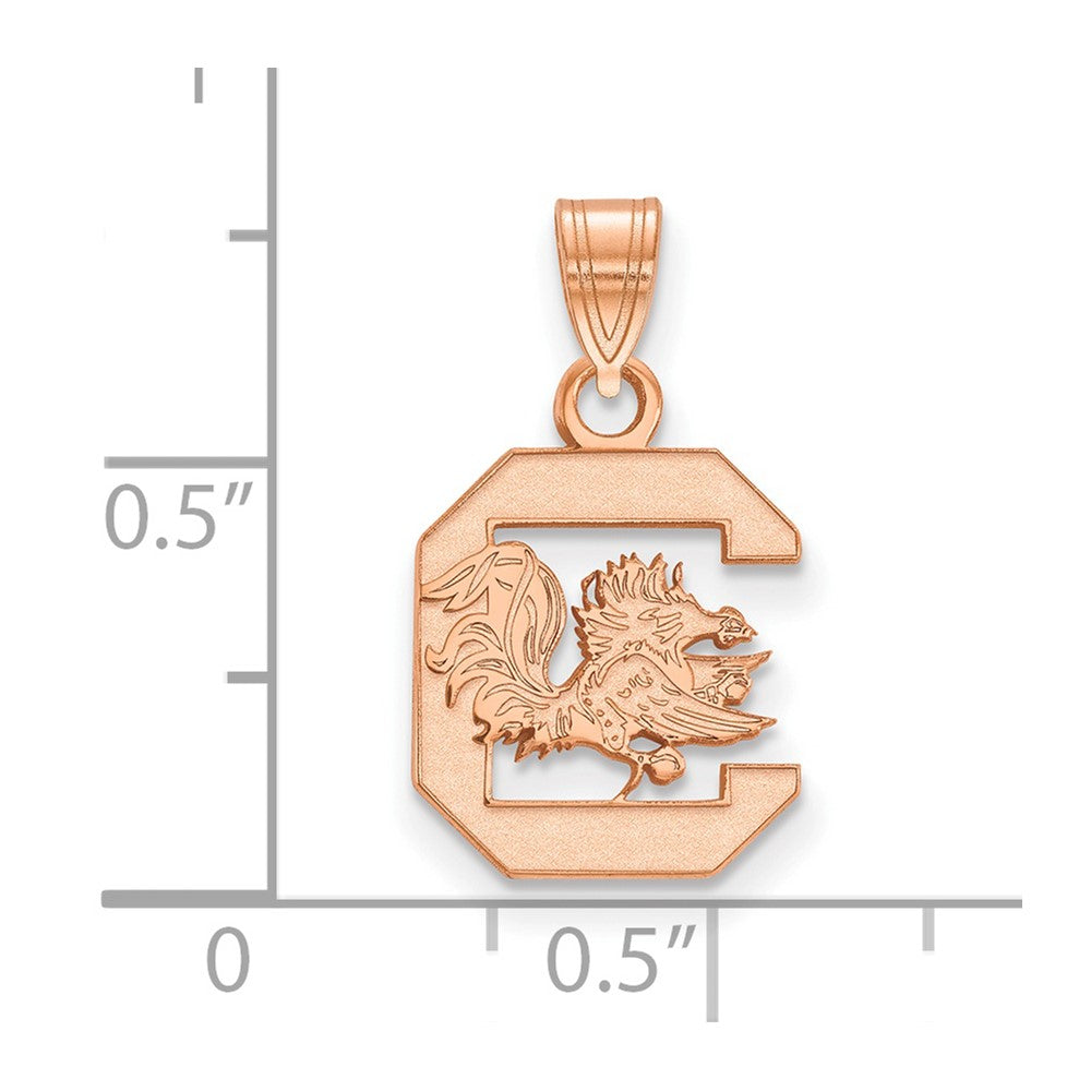 Alternate view of the 14K Rose Gold University of South Carolina Small Pendant by The Black Bow Jewelry Co.