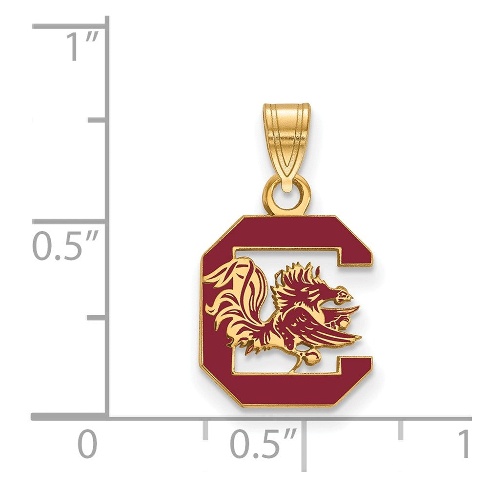 Alternate view of the 14K Gold Plated Sterling Silver South Carolina MD Red Enamel Pendant by The Black Bow Jewelry Co.