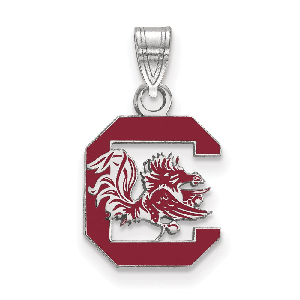 Sterling Silver, University, South Carolina, MD Red Enamel Pendant, Item P33571 by The Black Bow Jewelry Co.