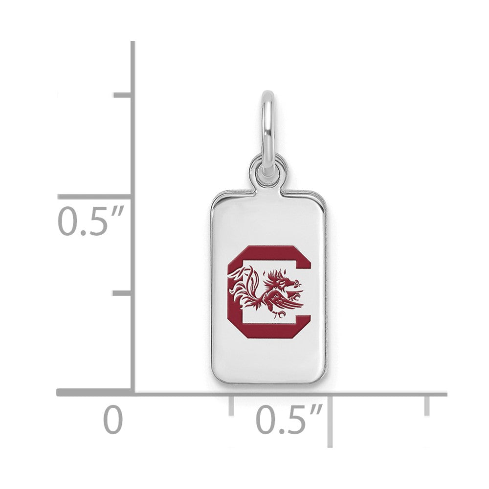 Alternate view of the Sterling Silver U. of South Carolina XS (Tiny) Enamel Tag Charm by The Black Bow Jewelry Co.