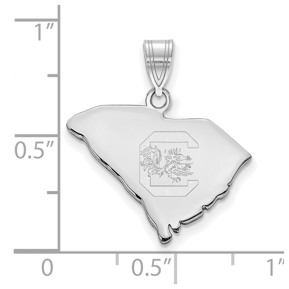 Alternate view of the Sterling Silver University of South Carolina Large State Pendant by The Black Bow Jewelry Co.