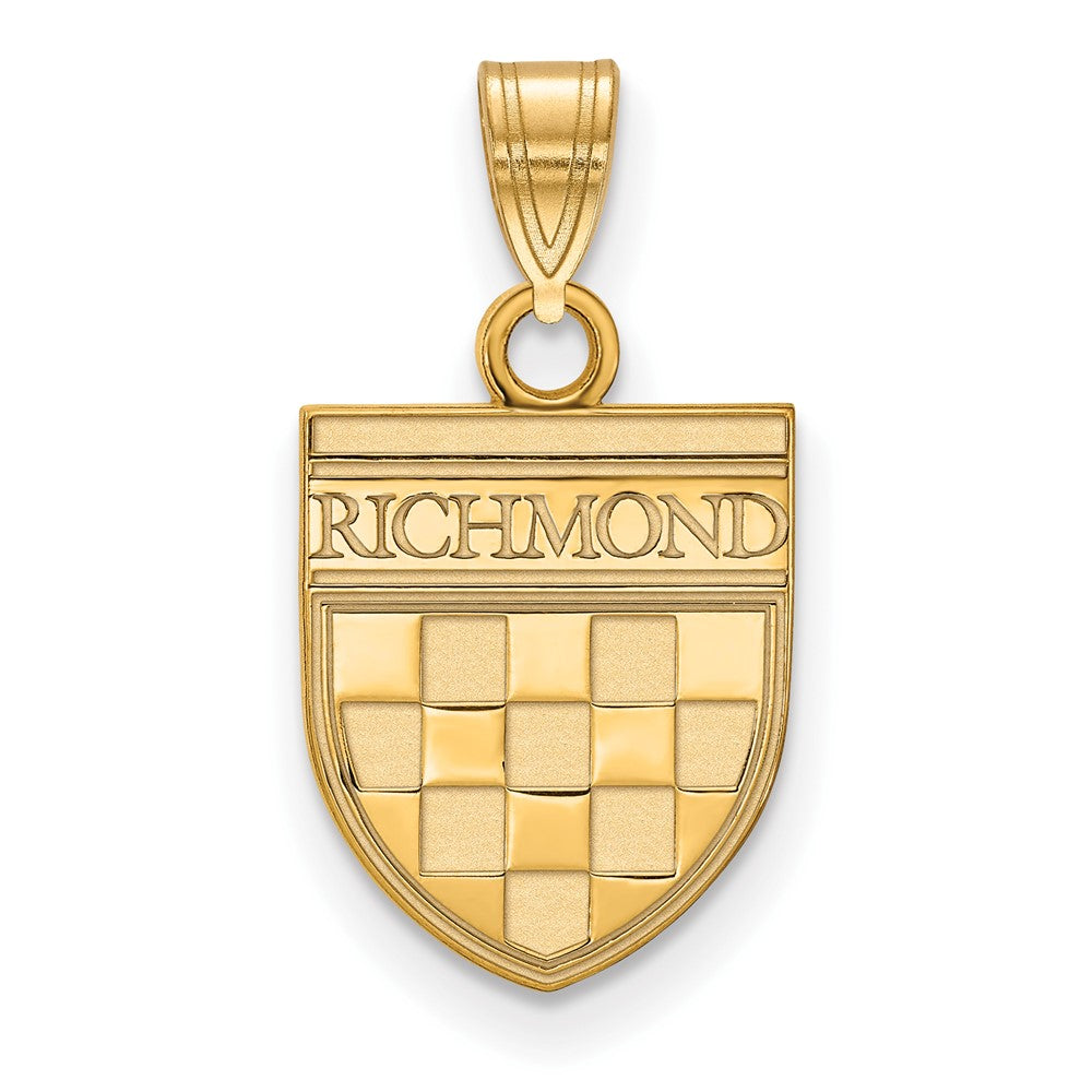 14K Gold Plated Silver University of Richmond Small Shield Pendant, Item P33581 by The Black Bow Jewelry Co.