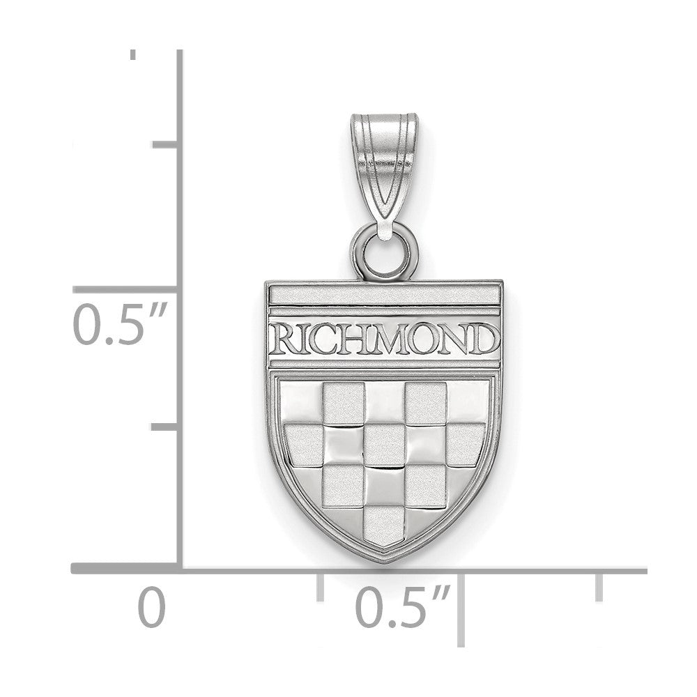 Alternate view of the Sterling Silver University of Richmond Small Shield Pendant by The Black Bow Jewelry Co.
