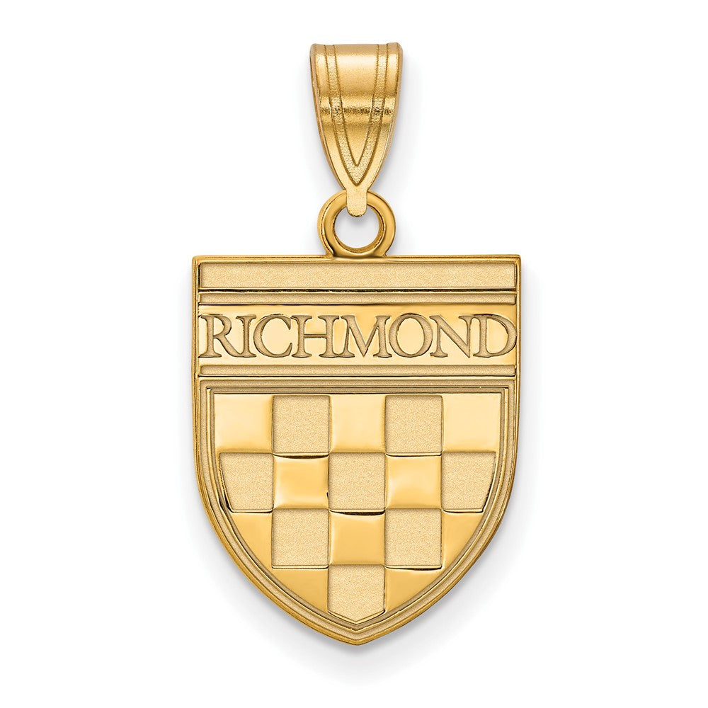 14K Gold Plated Silver University of Richmond Medium Shield Pendant, Item P33587 by The Black Bow Jewelry Co.