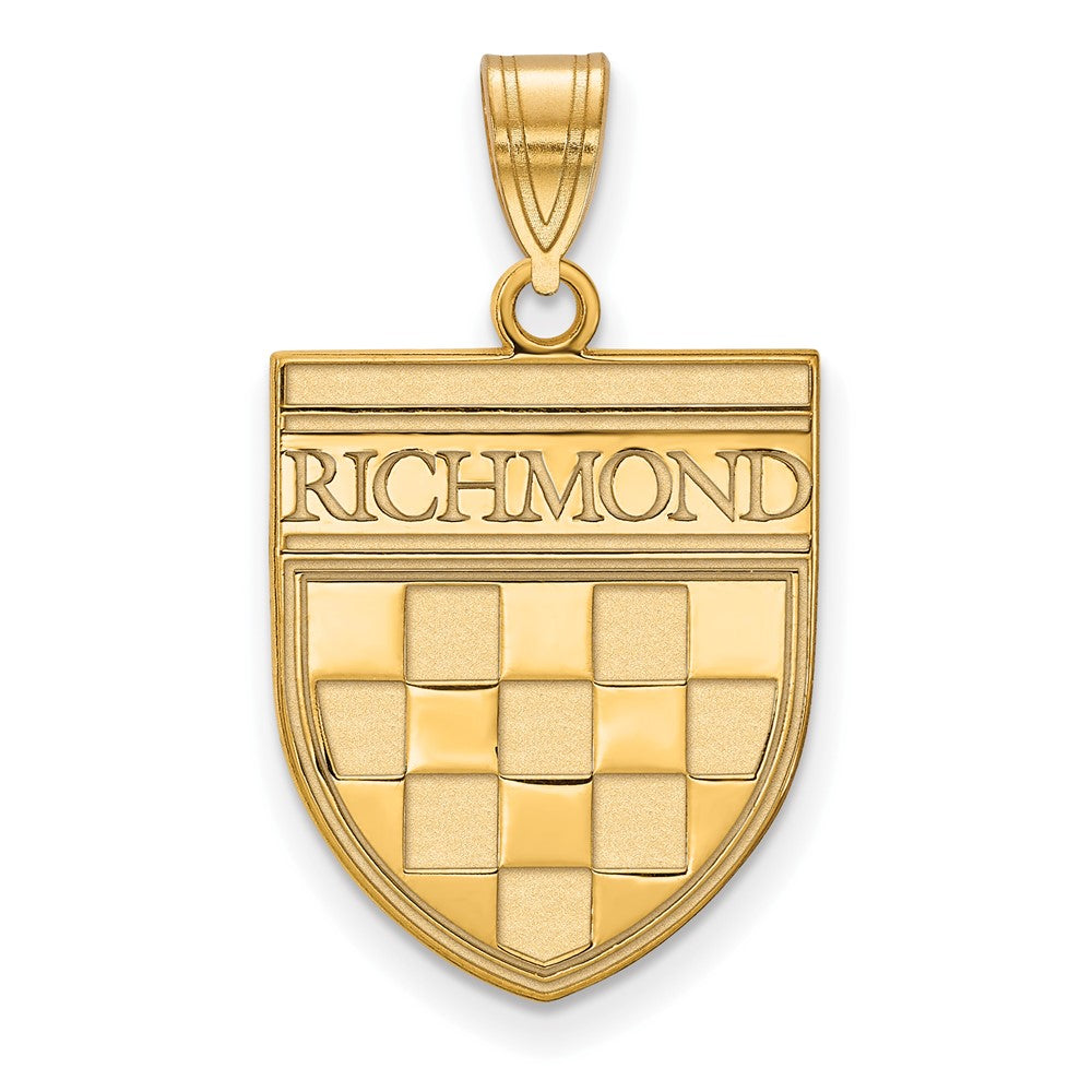 14K Gold Plated Silver University of Richmond Large Shield Pendant, Item P33593 by The Black Bow Jewelry Co.