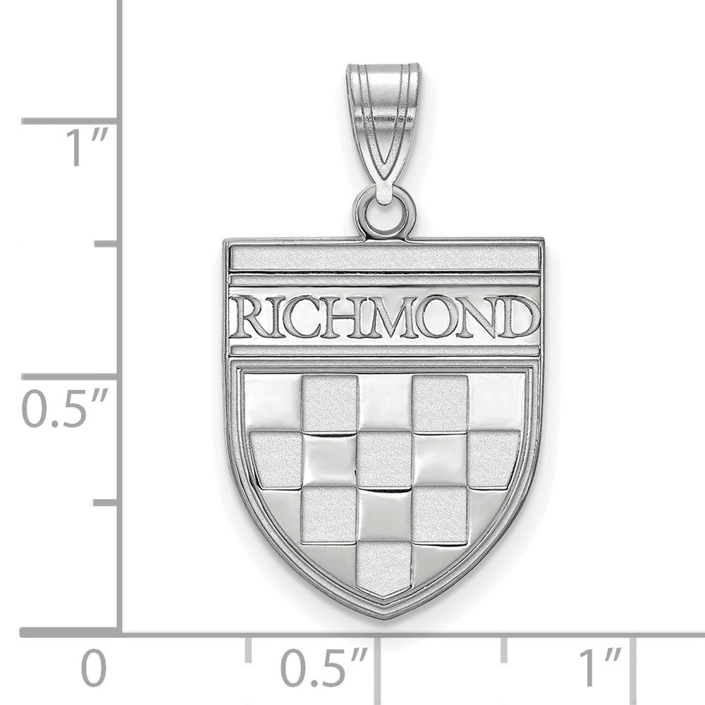 Alternate view of the Sterling Silver University of Richmond Large Shield Pendant by The Black Bow Jewelry Co.