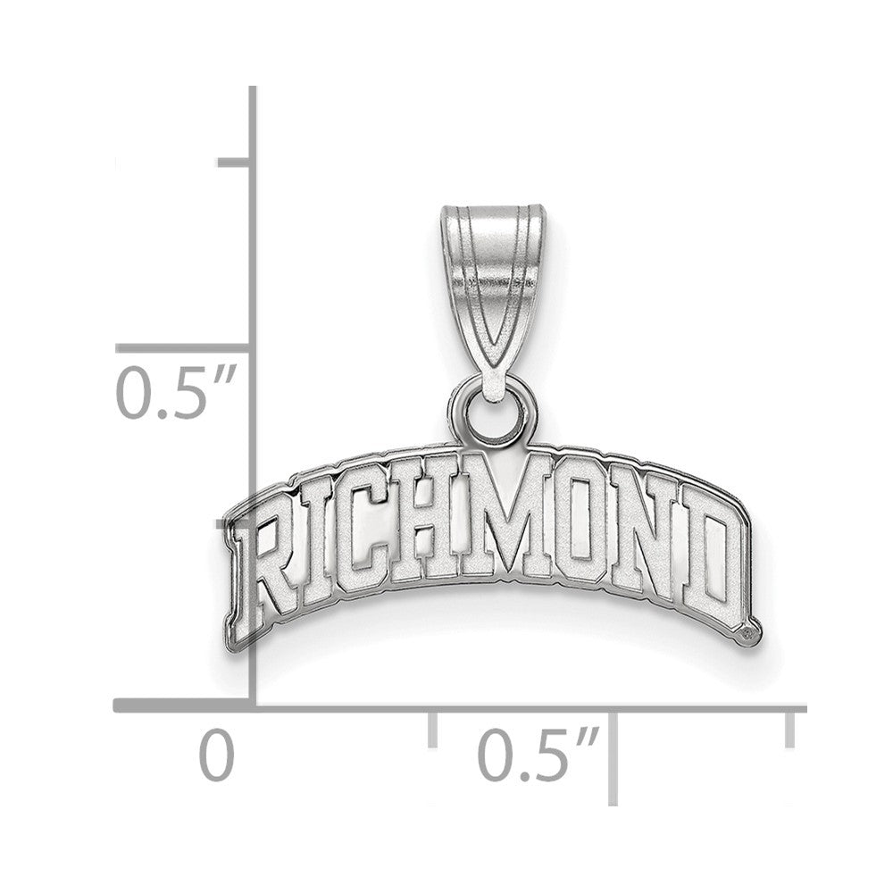 Alternate view of the 10K White Gold University of Richmond Medium Script Pendant by The Black Bow Jewelry Co.