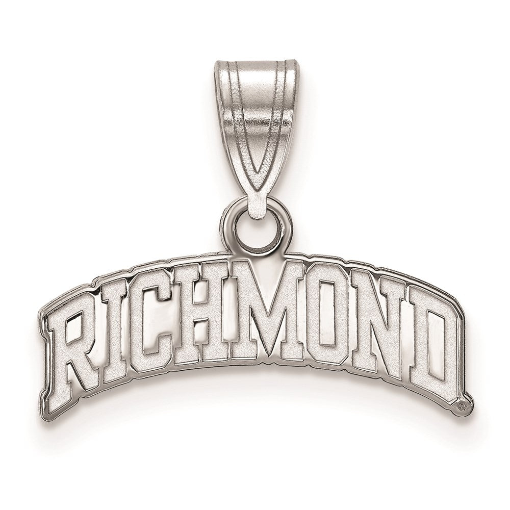 14K White Gold University of Richmond Medium Script Pendant, Item P33621 by The Black Bow Jewelry Co.