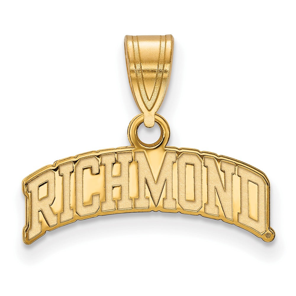 14K Gold Plated Sterling Silver U. of Richmond Medium Script Pendant, Item P33623 by The Black Bow Jewelry Co.