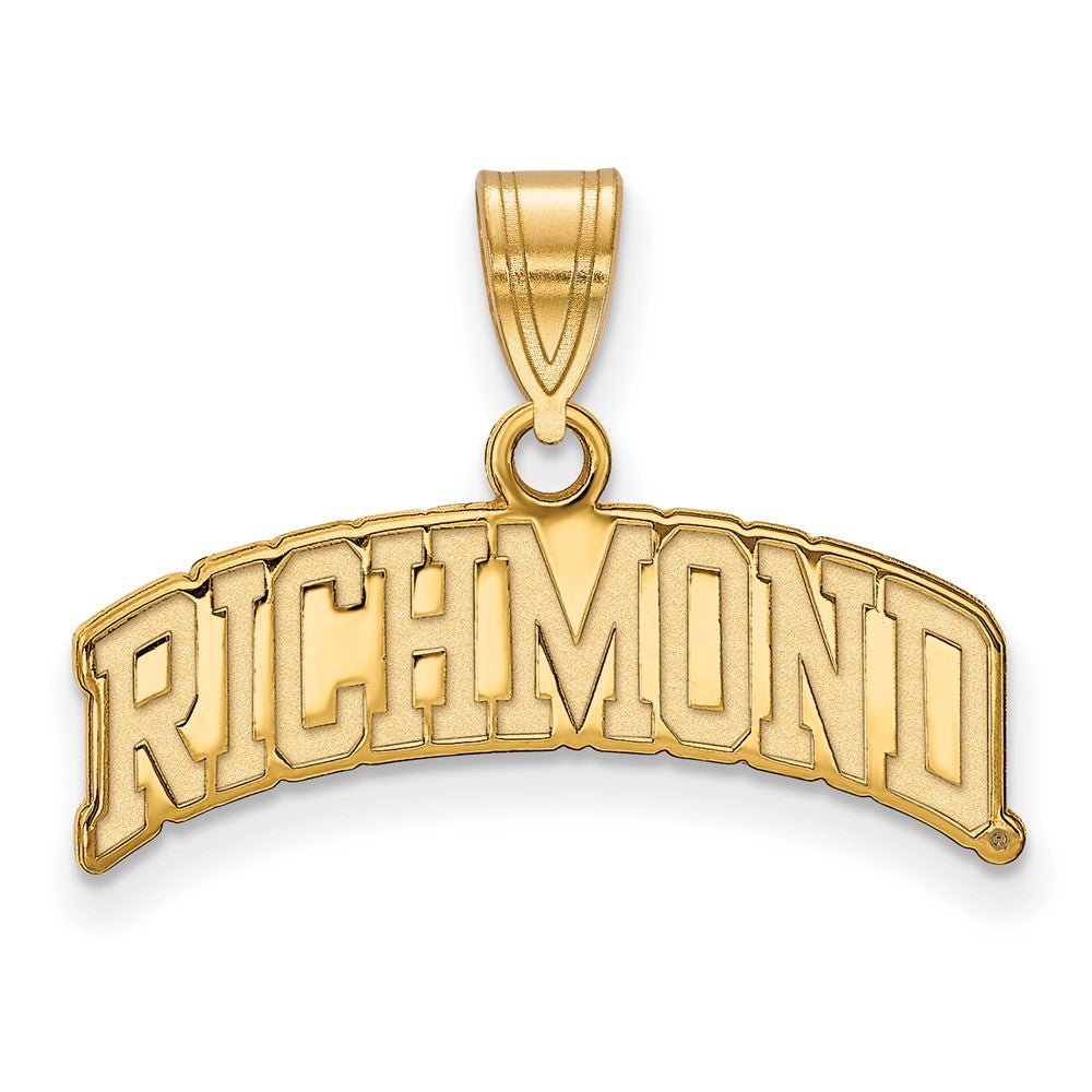 14K Gold Plated Sterling Silver U. of Richmond Large Script Pendant, Item P33629 by The Black Bow Jewelry Co.