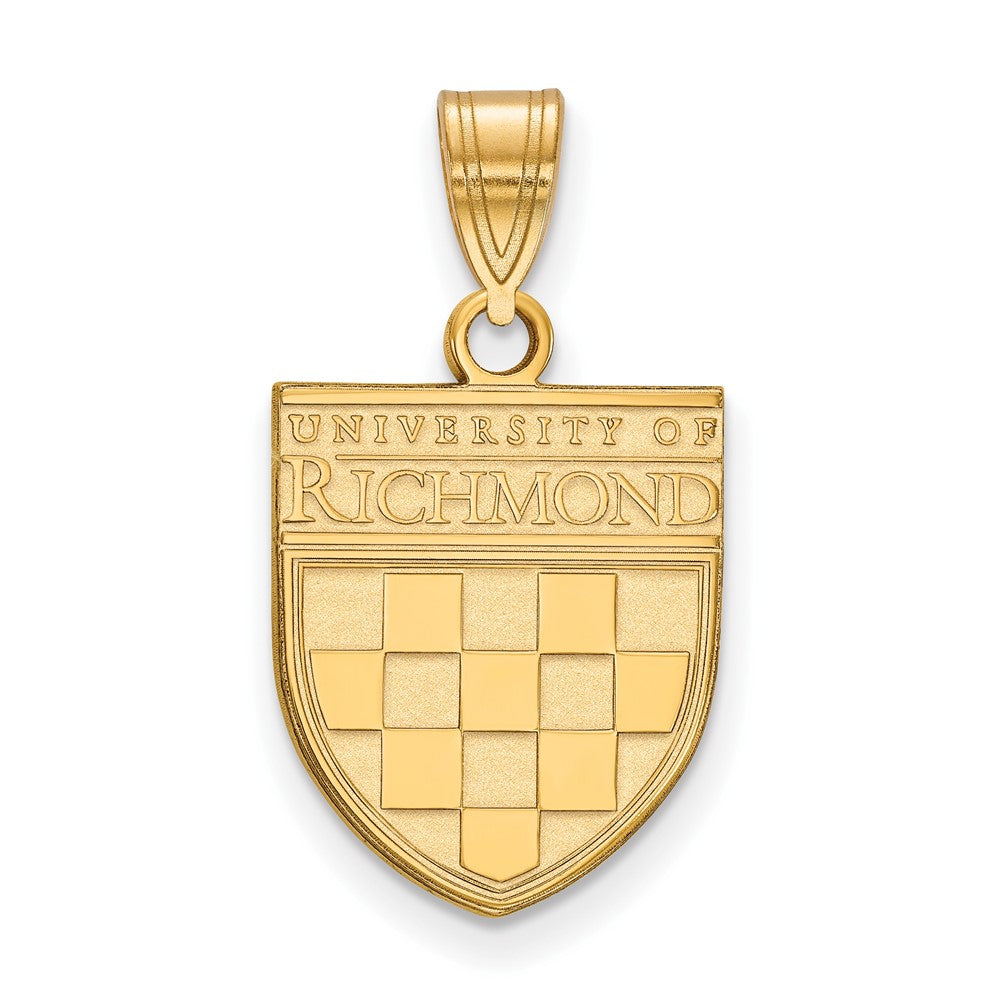 14K Gold Plated Silver University of Richmond MD Shield Pendant, Item P33635 by The Black Bow Jewelry Co.