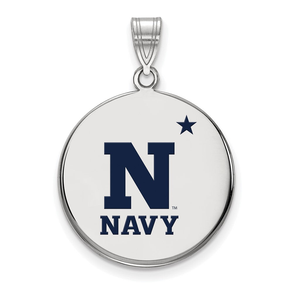 Sterling Silver U.S. Naval Academy Large Enamel Disc Pendant, Item P33639 by The Black Bow Jewelry Co.