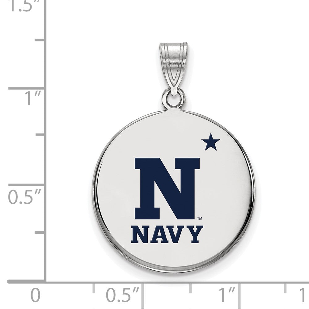 Alternate view of the Sterling Silver U.S. Naval Academy Large Enamel Disc Pendant by The Black Bow Jewelry Co.
