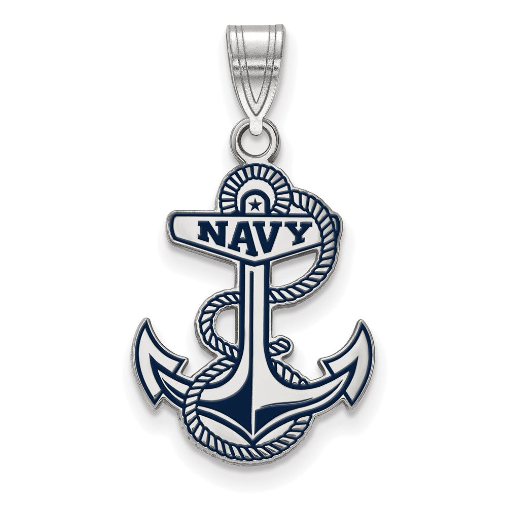 Sterling Silver U.S. Naval Academy Large Enamel Pendant, Item P33641 by The Black Bow Jewelry Co.