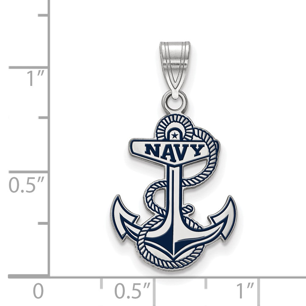 Alternate view of the Sterling Silver U.S. Naval Academy Large Enamel Pendant by The Black Bow Jewelry Co.