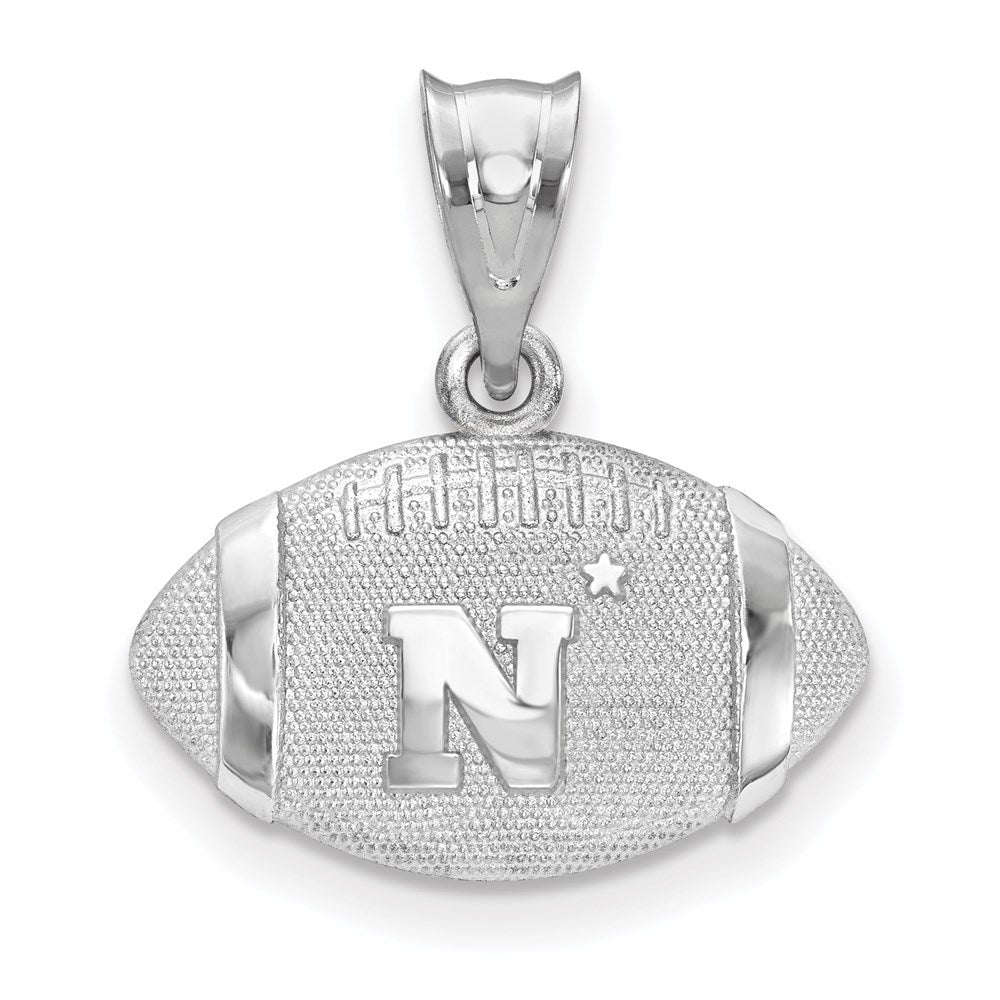 Sterling Silver U.S. Naval Academy Medium Domed Football Pendant, Item P33642 by The Black Bow Jewelry Co.