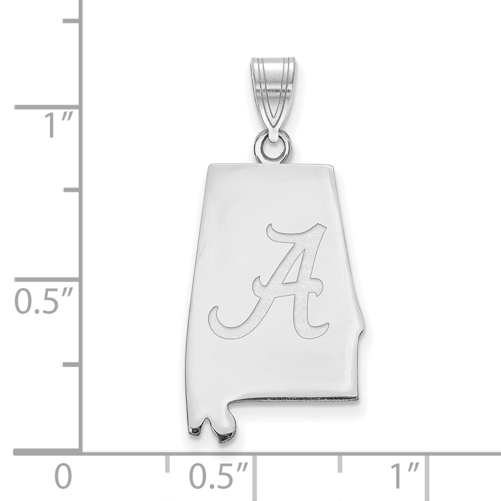 Alternate view of the Sterling Silver Rhodium Plated University of Alabama State Pendant by The Black Bow Jewelry Co.