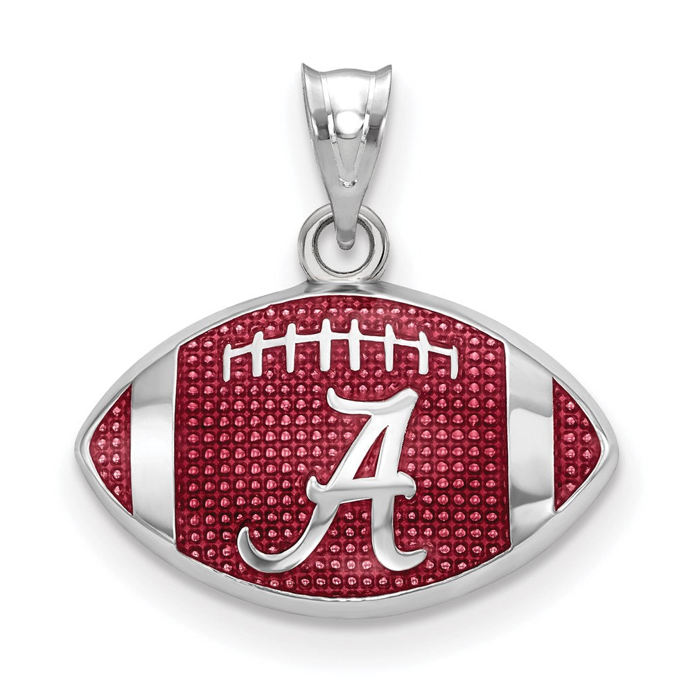 Sterling Silver University of Alabama Small Enamel Football Pendant, Item P33650 by The Black Bow Jewelry Co.