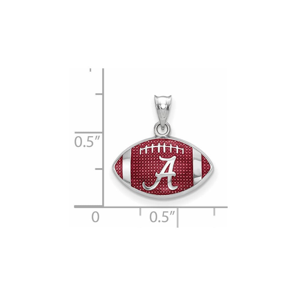 Alternate view of the Sterling Silver University of Alabama Small Enamel Football Pendant by The Black Bow Jewelry Co.